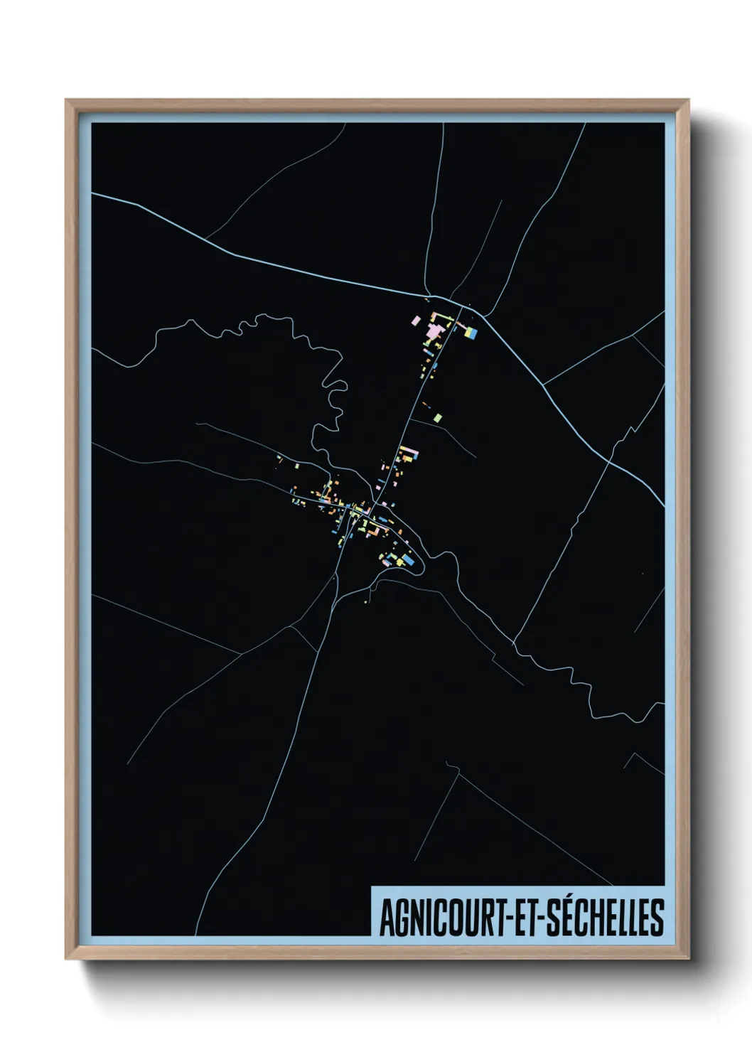 Une affiche de carte sur Agnicourt-et-Séchelles