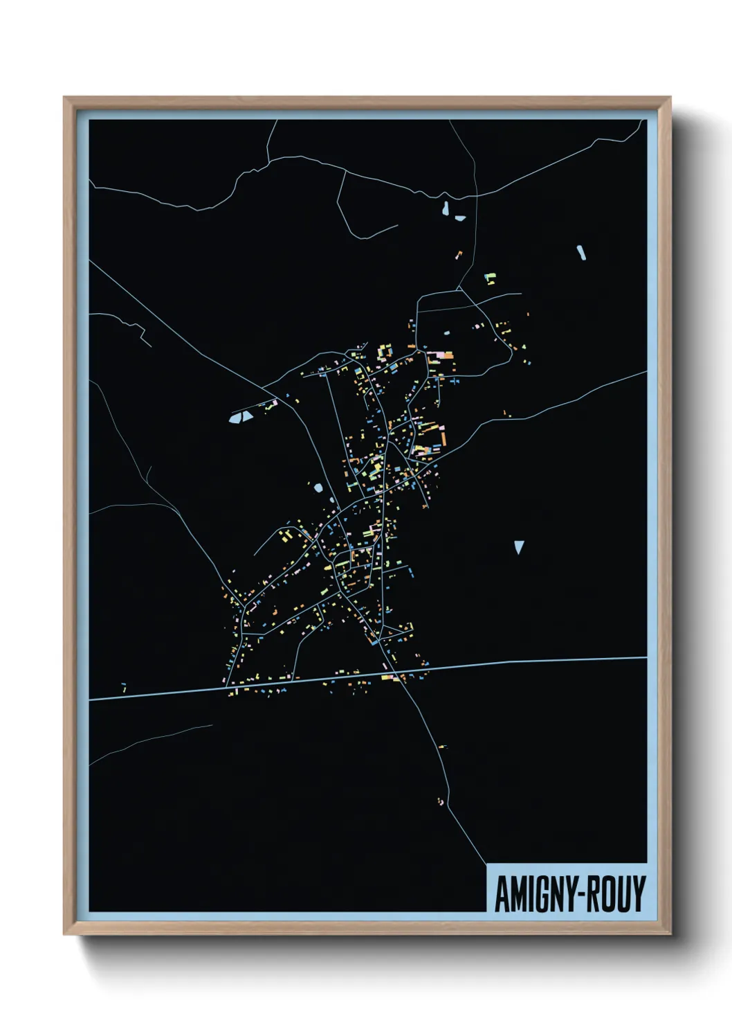 Une affiche de carte sur Amigny-Rouy