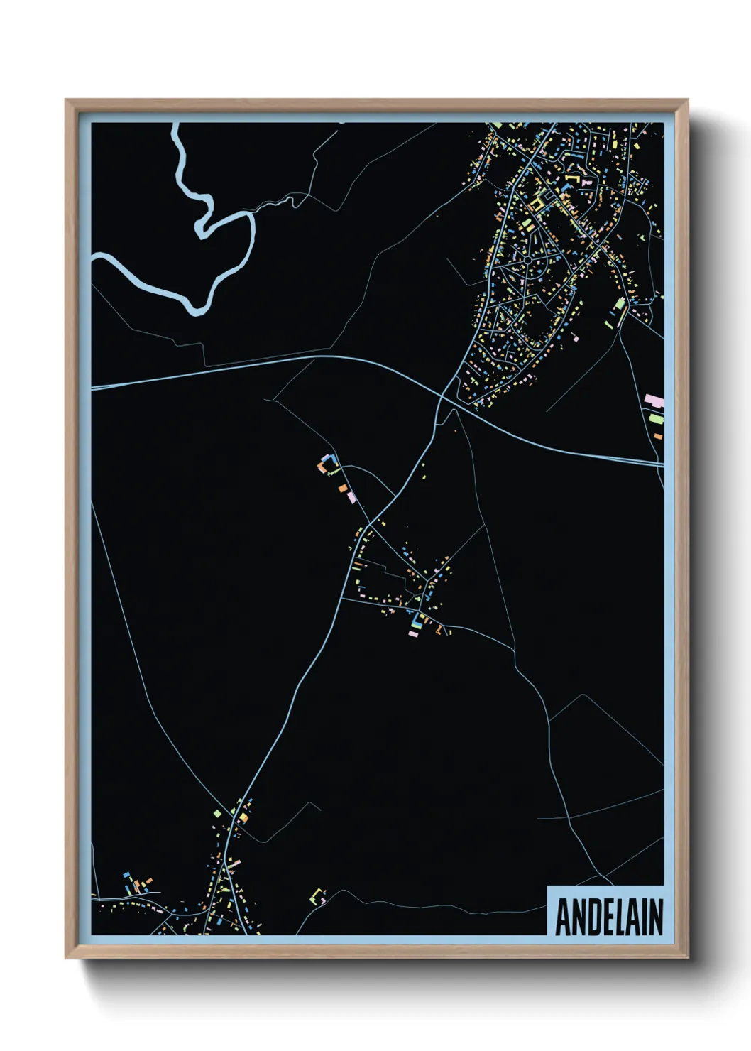 Une affiche de carte sur Andelain