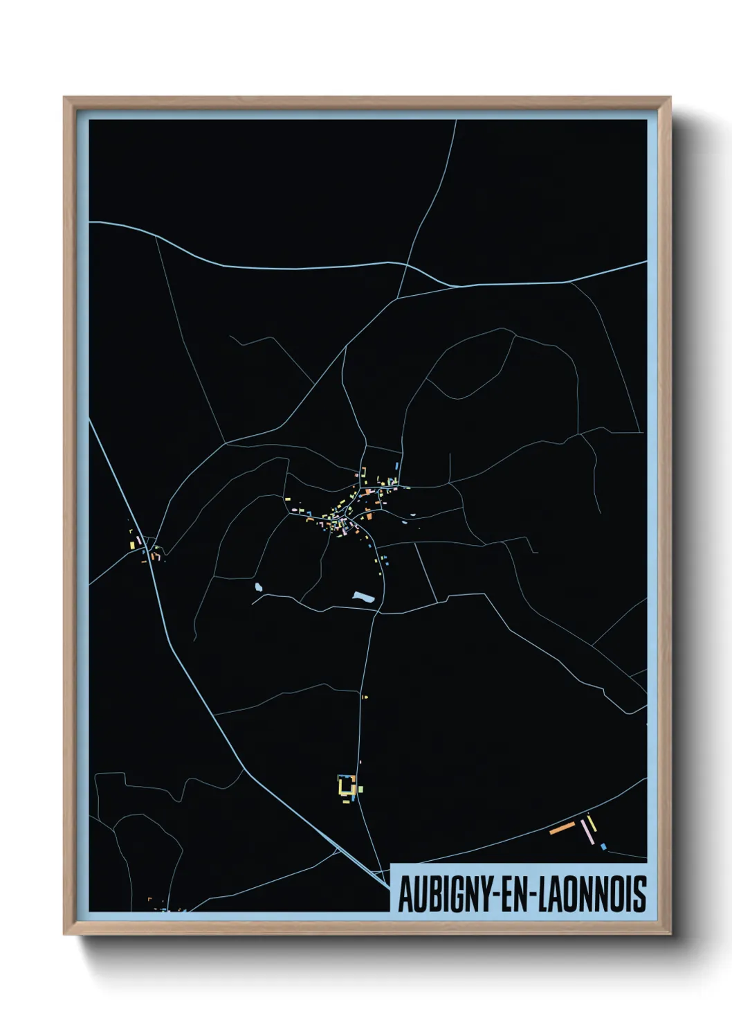 Une affiche de carte sur Aubigny-en-Laonnois