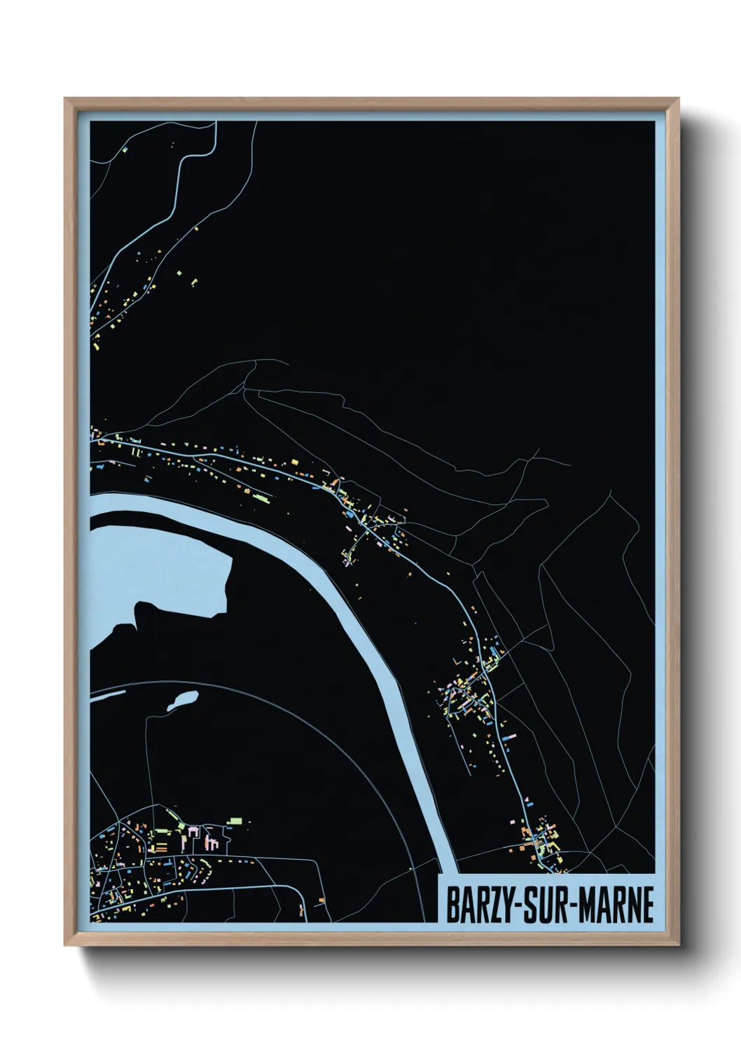 Une affiche de carte sur Barzy-sur-Marne