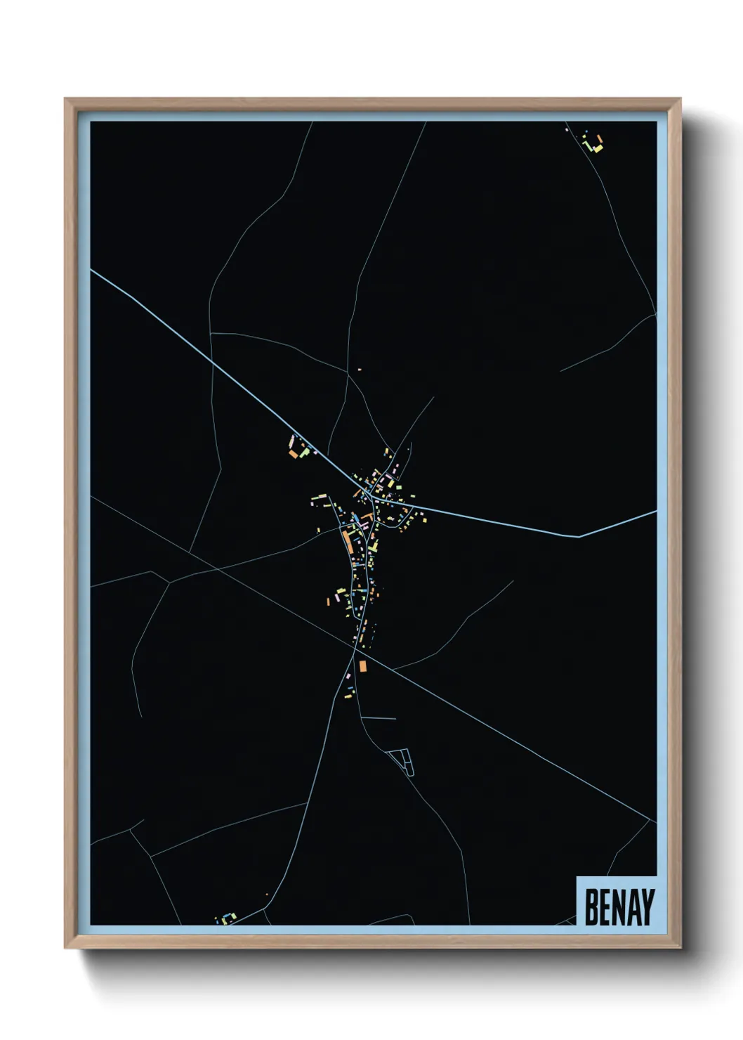 Une affiche de carte sur Benay