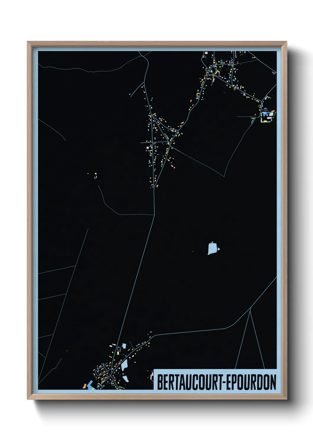 Une affiche de carte sur Bertaucourt-Epourdon