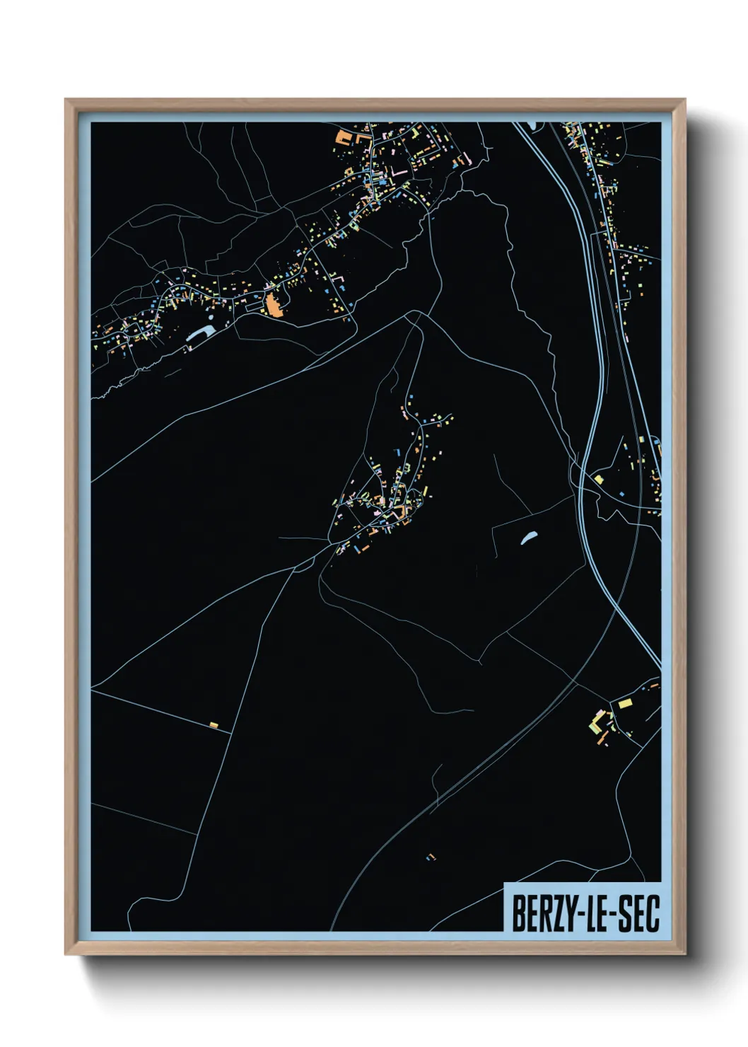 Une affiche de carte sur Berzy-le-Sec