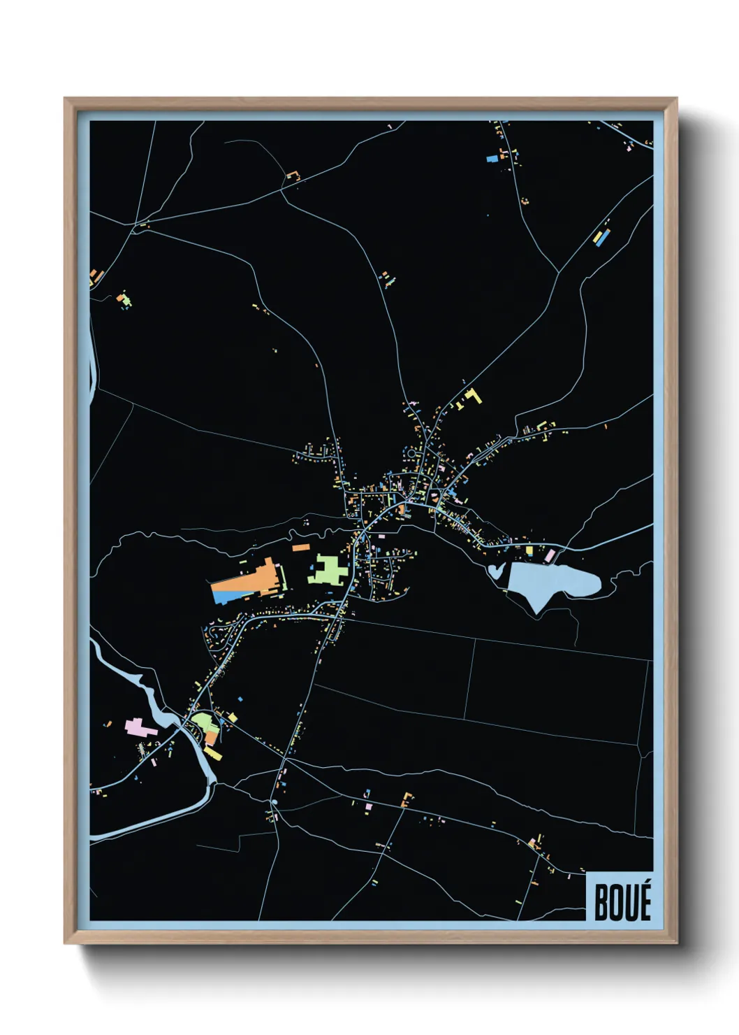 Une affiche de carte sur Boué