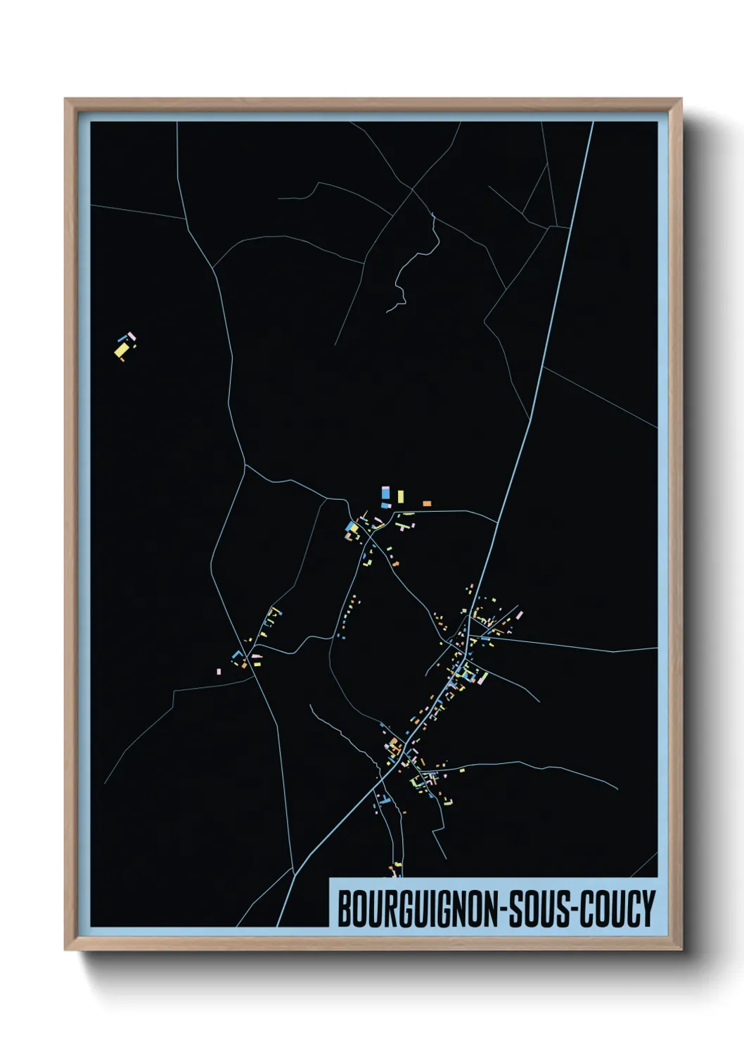 Une affiche de carte sur Bourguignon-sous-Coucy