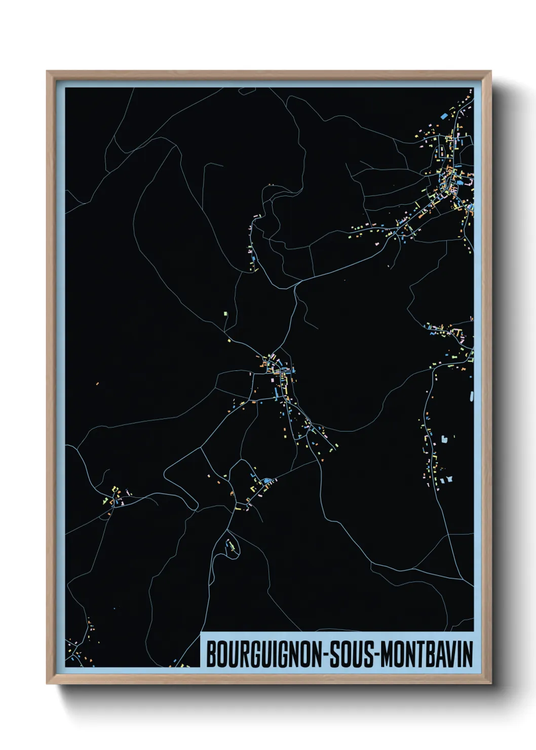 Une affiche de carte sur Bourguignon-sous-Montbavin