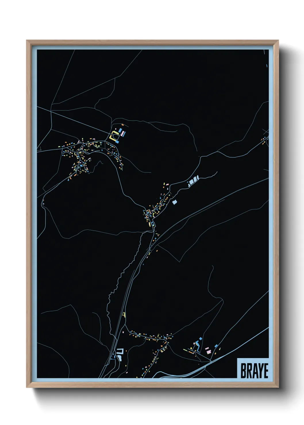 Une affiche de carte sur Braye