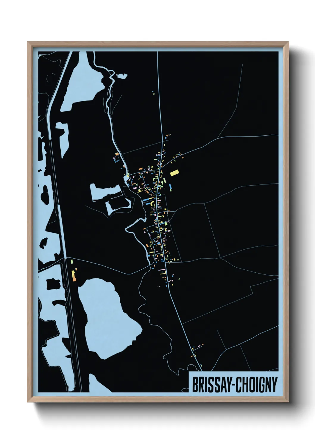 Une affiche de carte sur Brissay-Choigny