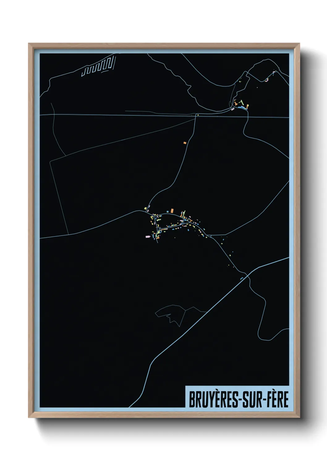 Une affiche de carte sur Bruyères-sur-Fère