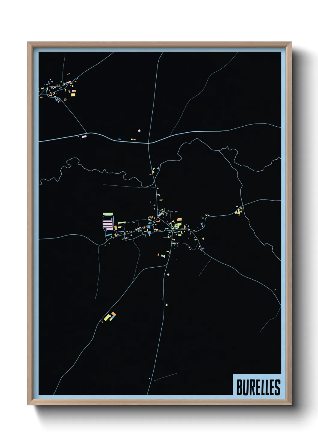 Une affiche de carte sur Burelles