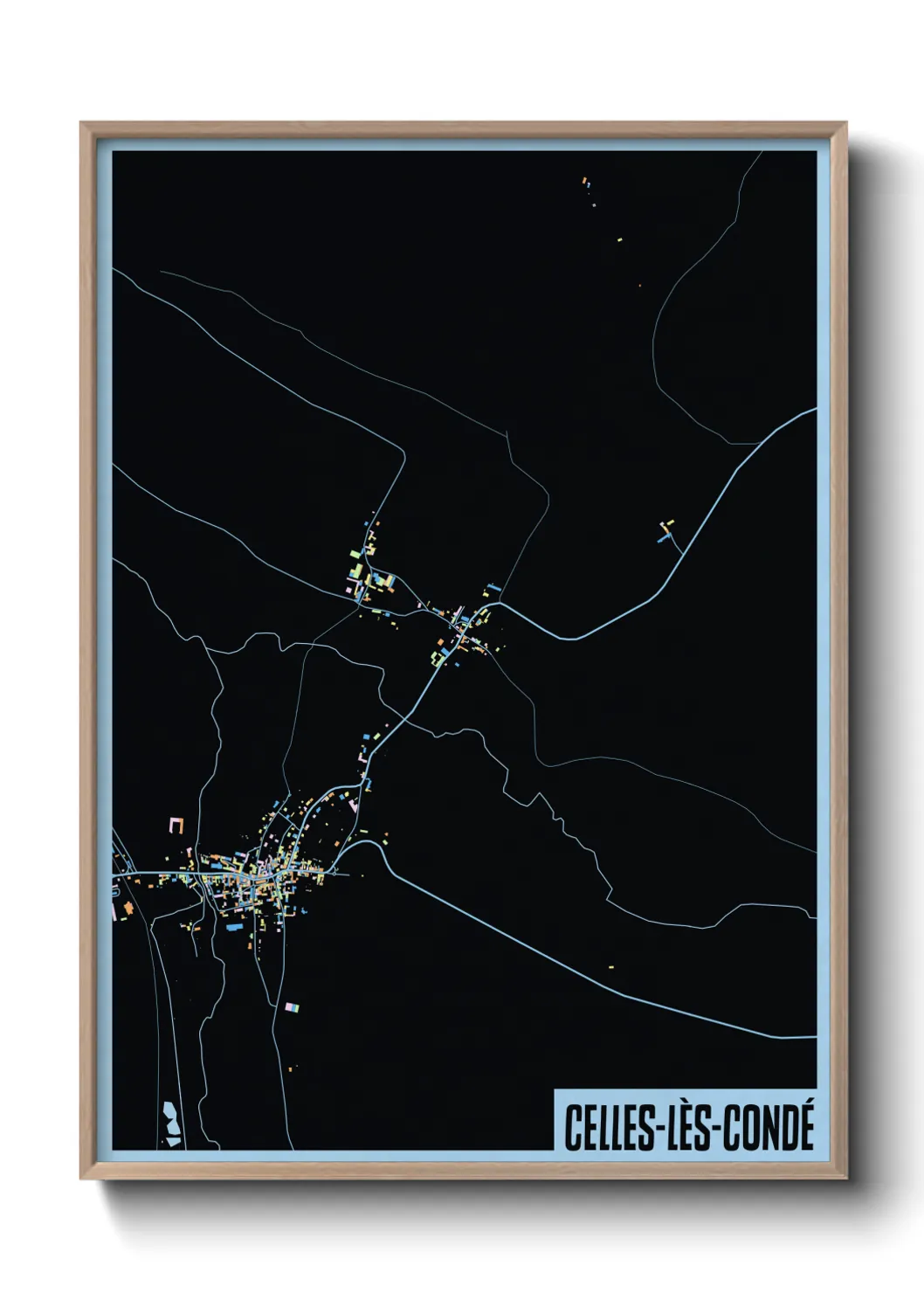 Une affiche de carte sur Celles-lès-Condé