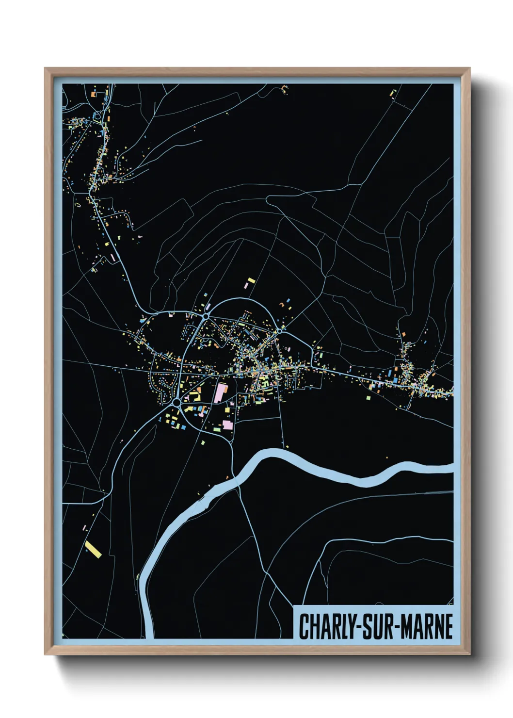 Une affiche de carte sur Charly-sur-Marne