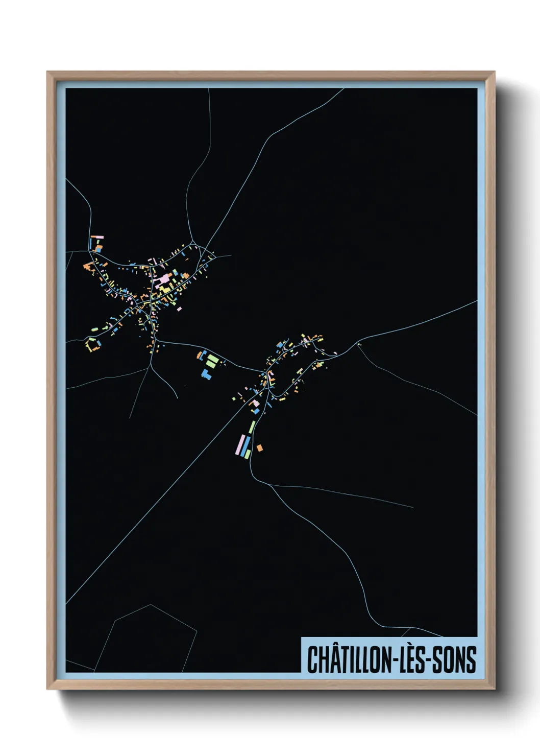 Une affiche de carte sur Châtillon-lès-Sons