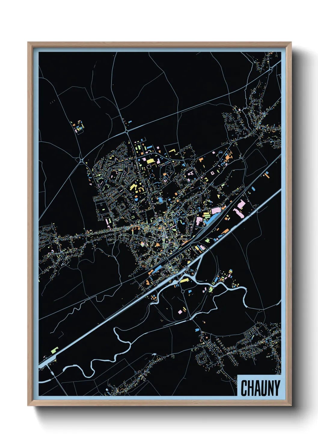 Une affiche de carte sur Chauny