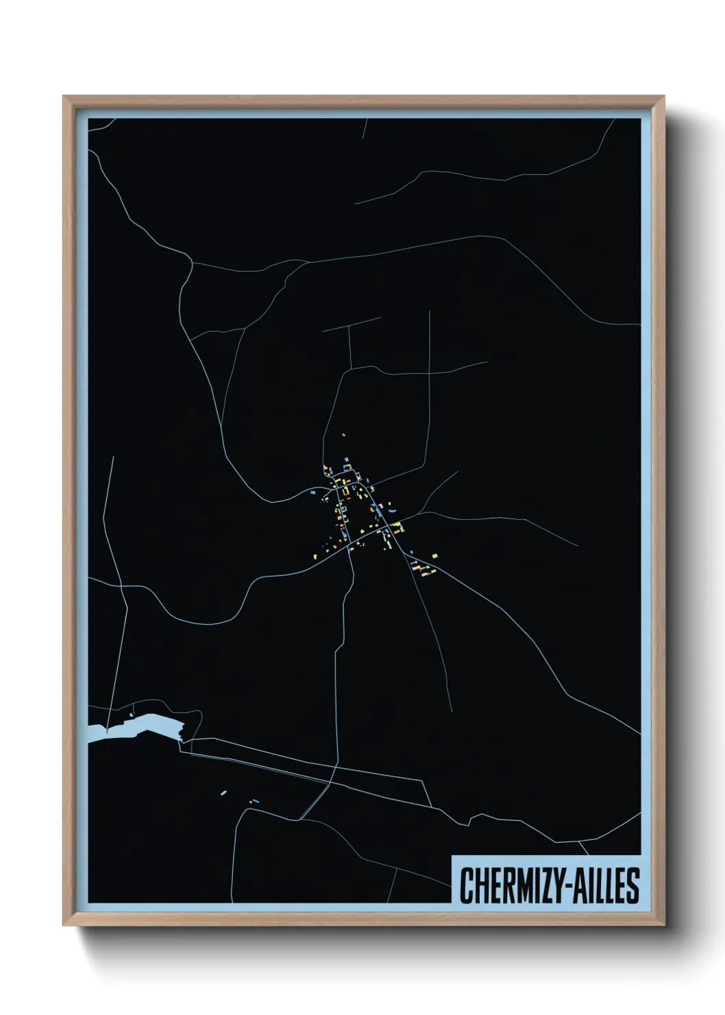 Une affiche de carte sur Chermizy-Ailles