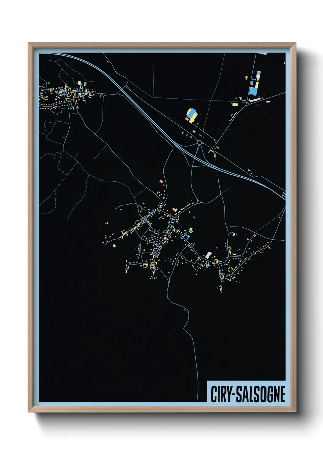 Une affiche de carte sur Ciry-Salsogne