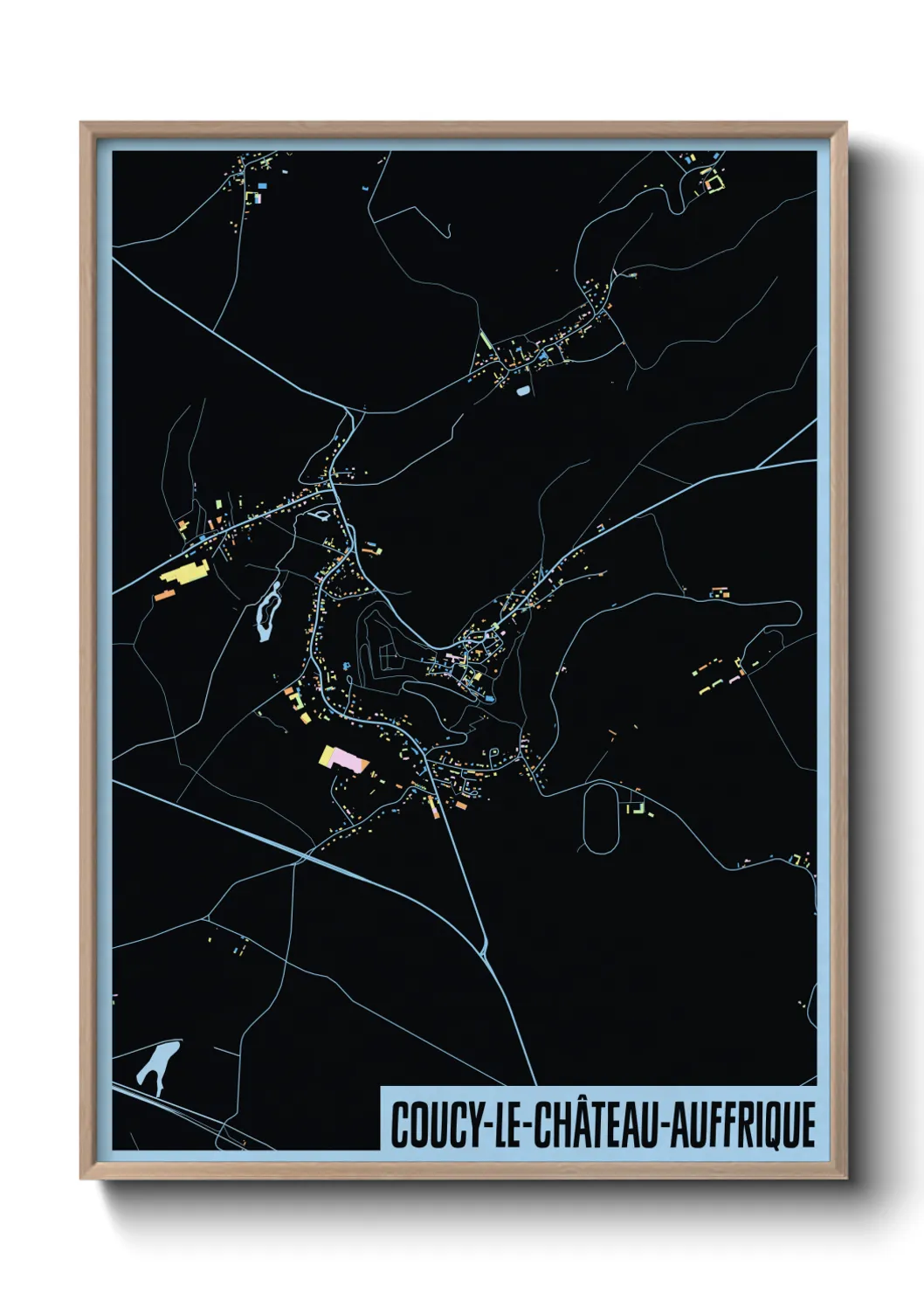 Une affiche de carte sur Coucy-le-Château-Auffrique