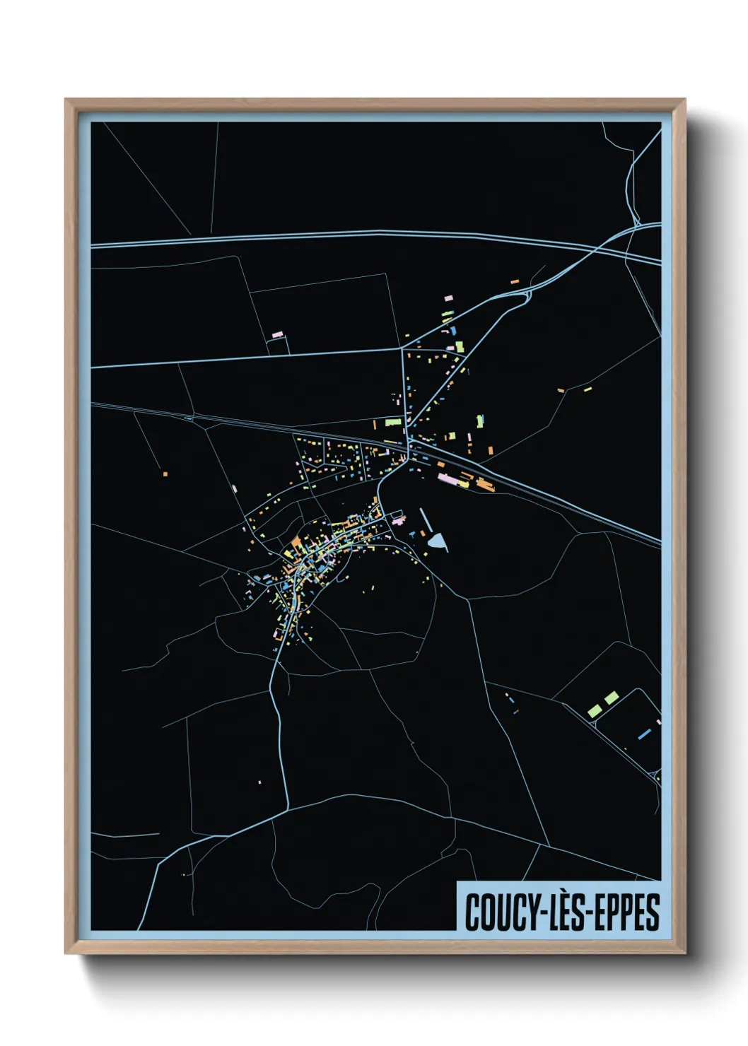 Une affiche de carte sur Coucy-lès-Eppes