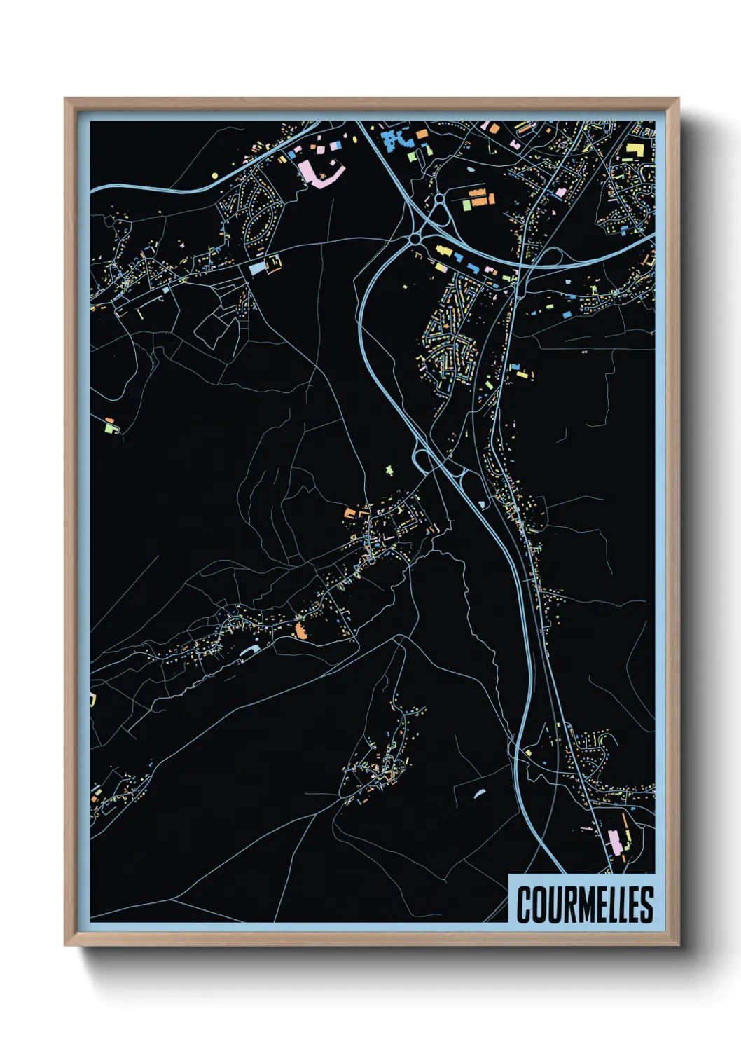 Une affiche de carte sur Courmelles