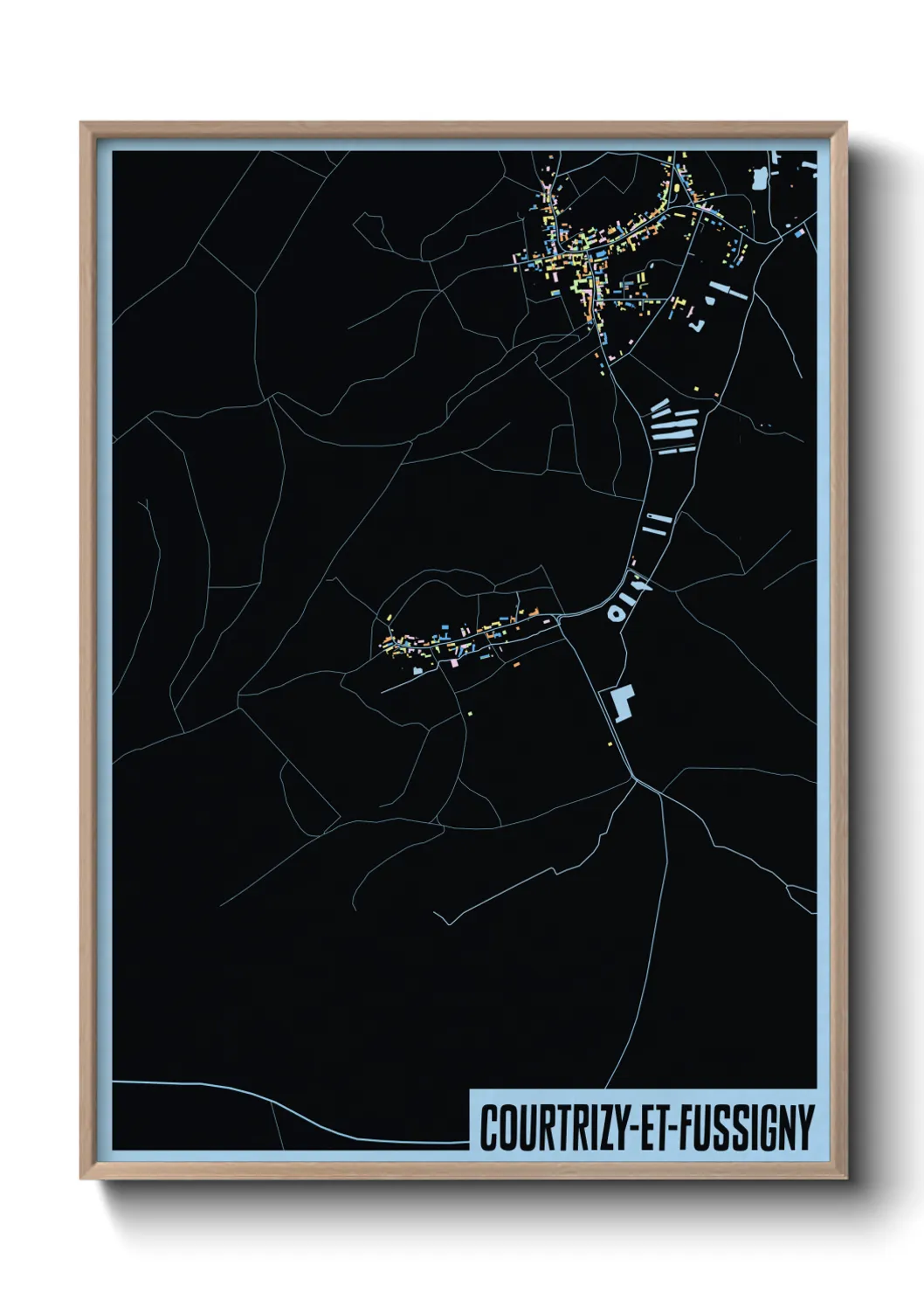 Une affiche de carte sur Courtrizy-et-Fussigny