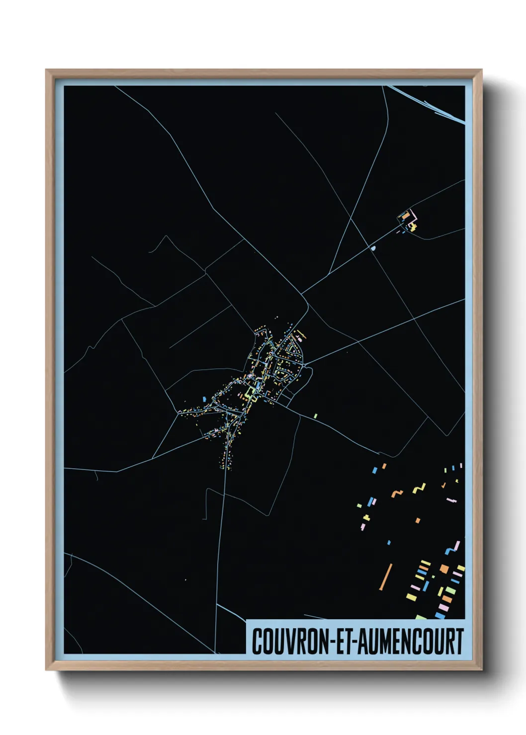 Une affiche de carte sur Couvron-et-Aumencourt