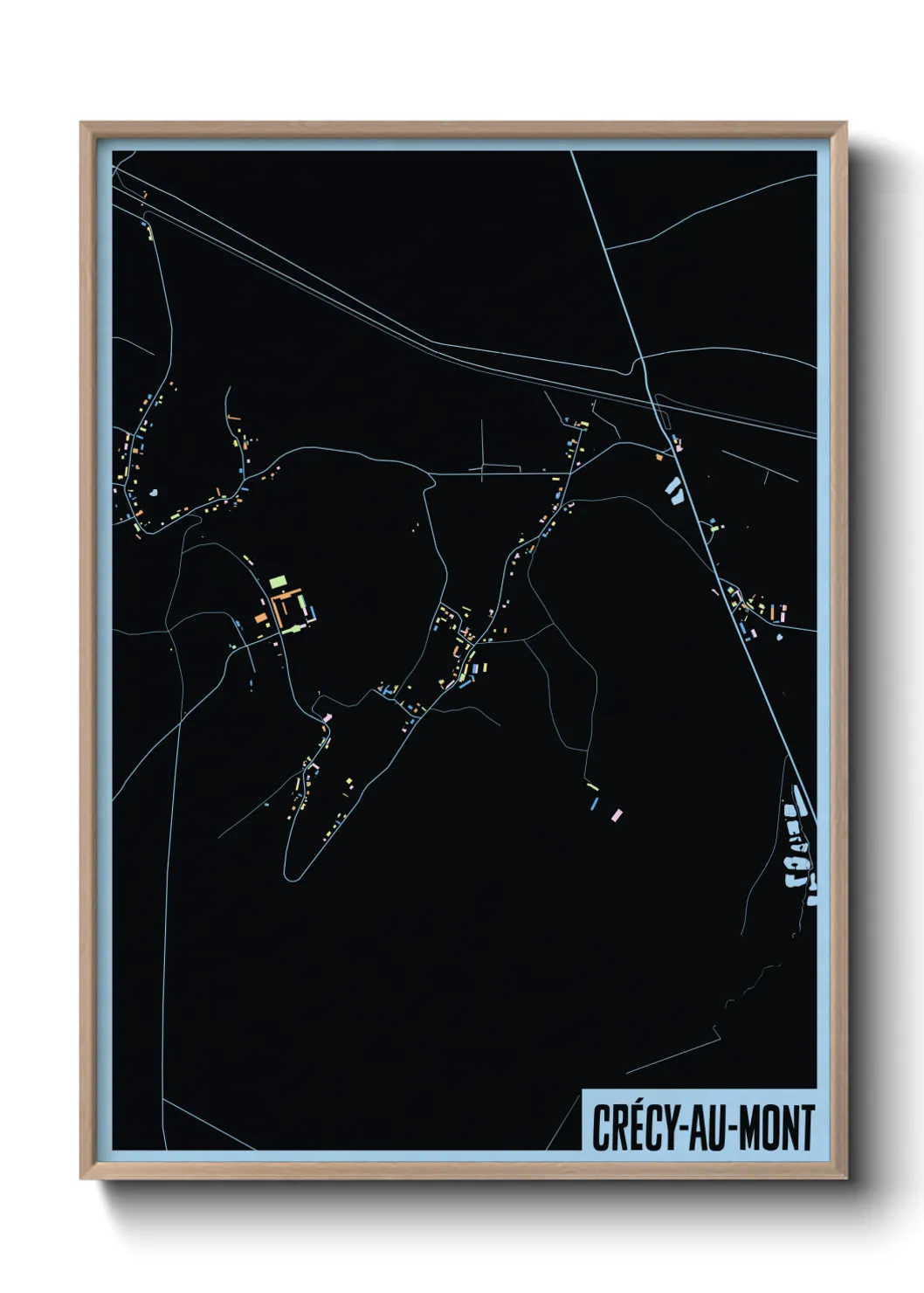 Une affiche de carte sur Crécy-au-Mont