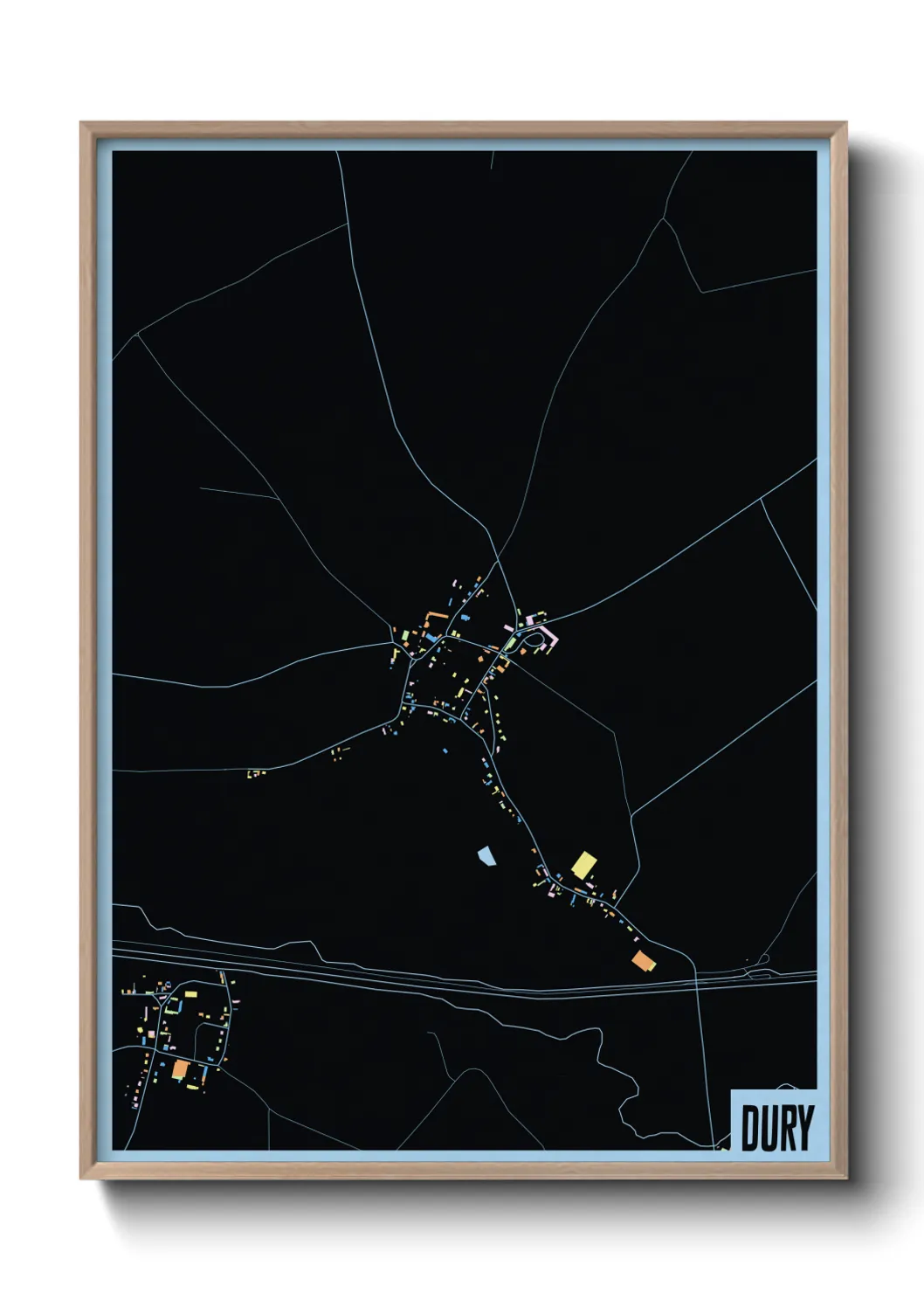 Une affiche de carte sur Dury