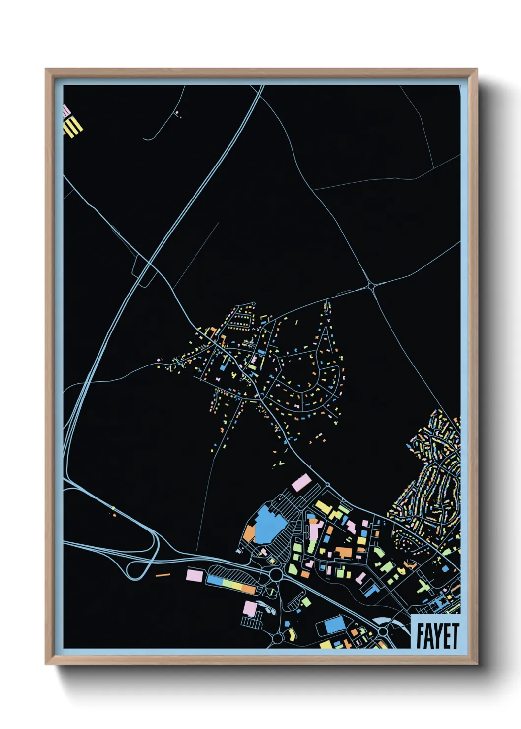 Une affiche de carte sur Fayet