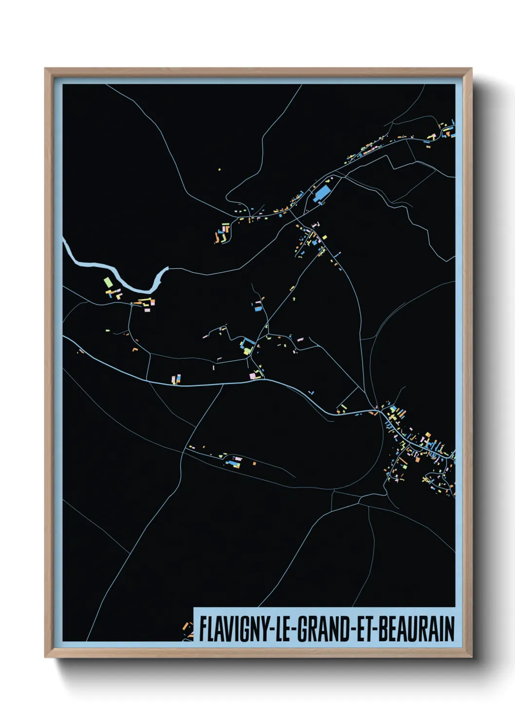 Une affiche de carte sur Flavigny-le-Grand-et-Beaurain