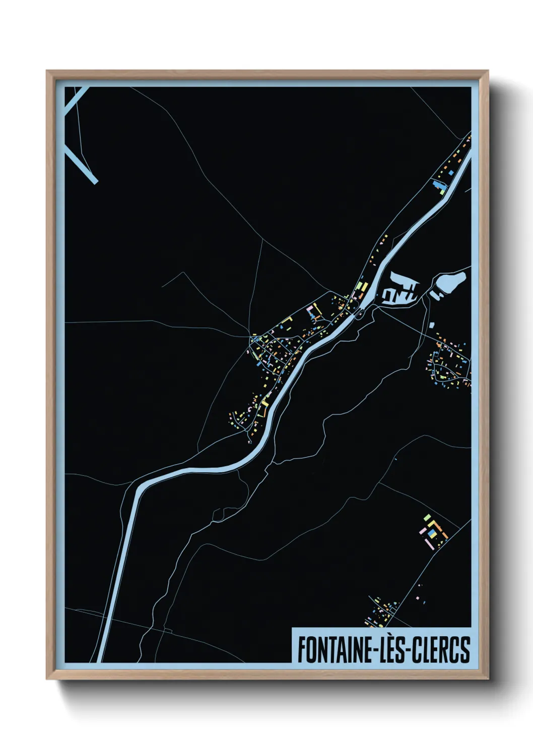 Une affiche de carte sur Fontaine-lès-Clercs