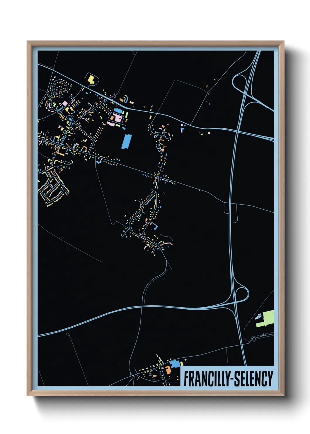 Une affiche de carte sur Francilly-Selency