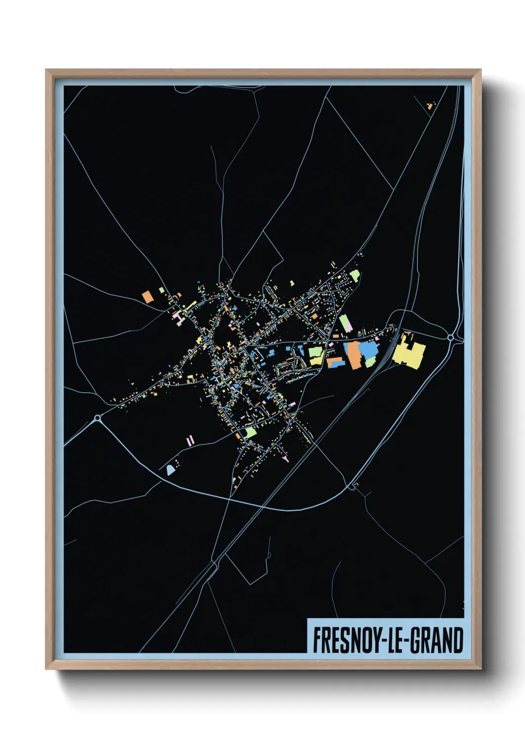 Une affiche de carte sur Fresnoy-le-Grand