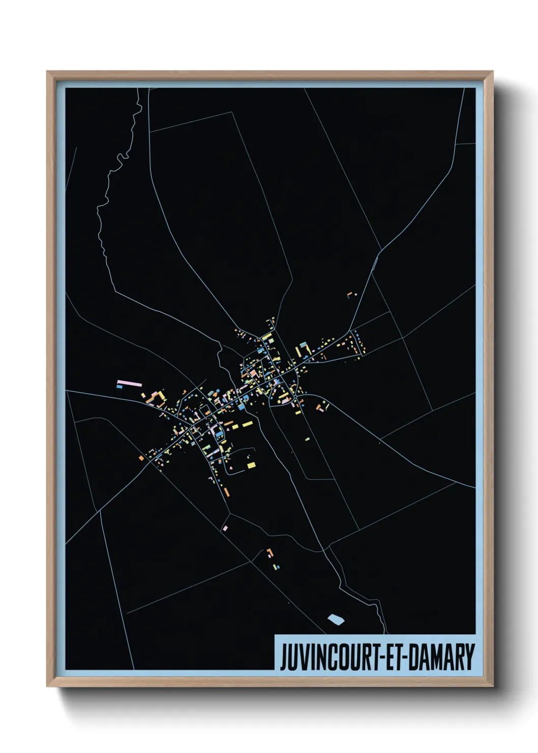 Une affiche de carte sur Juvincourt-et-Damary