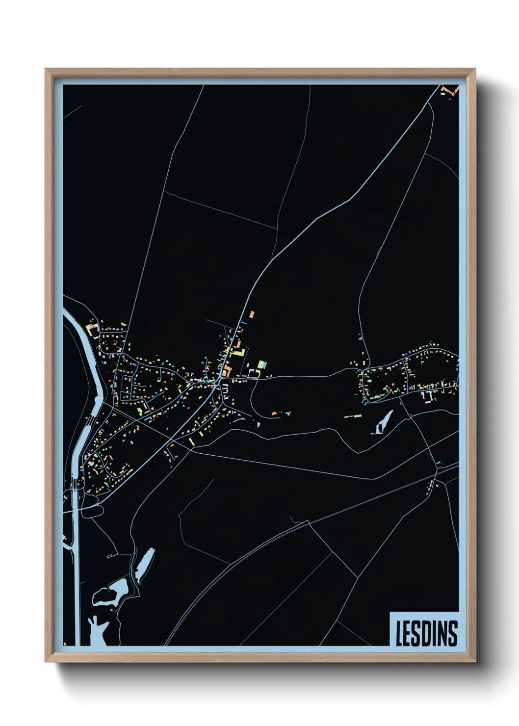 Une affiche de carte sur Lesdins