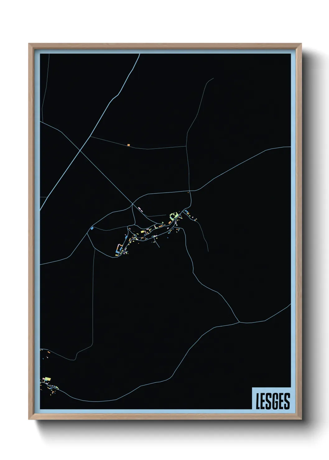 Une affiche de carte sur Lesges