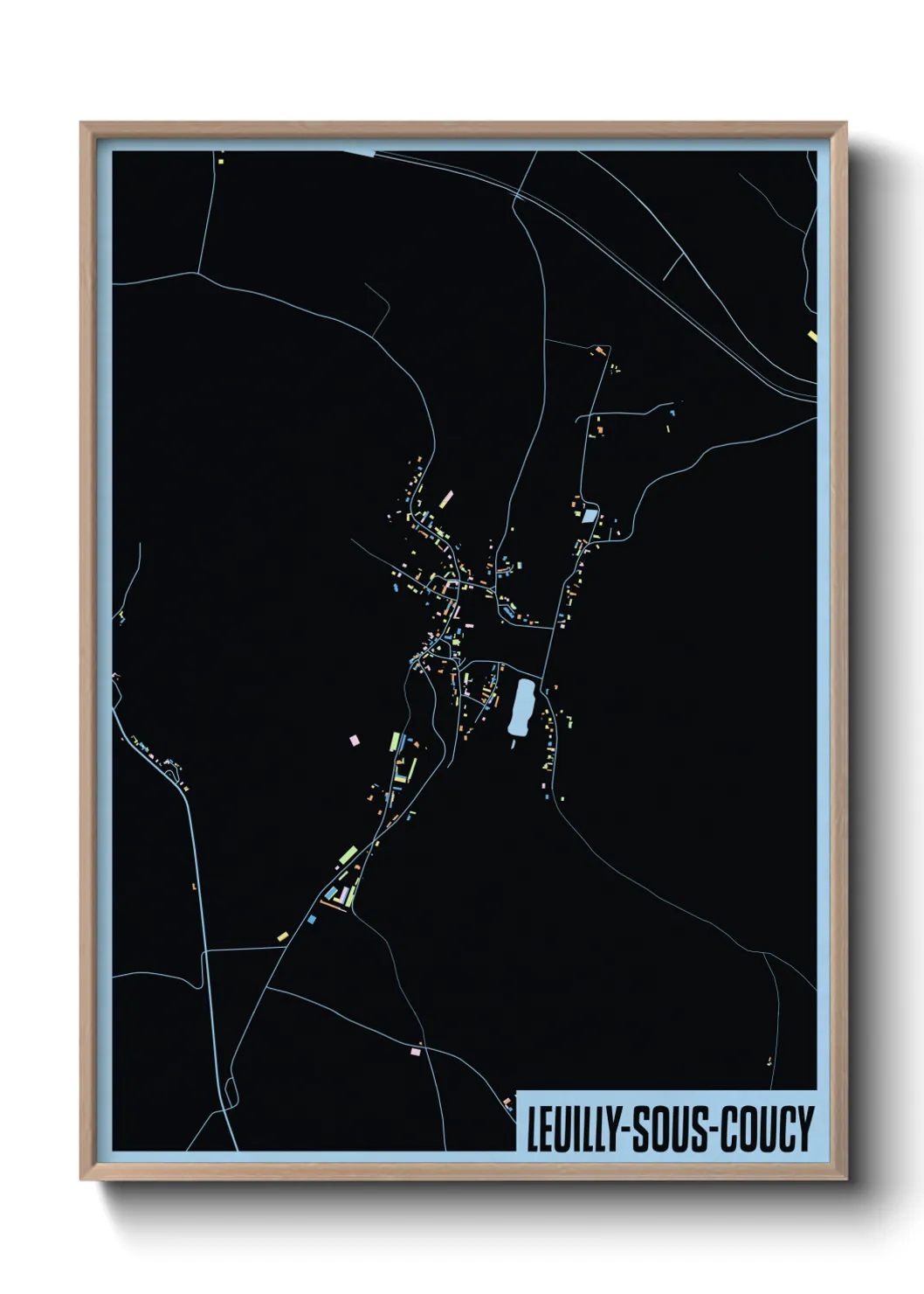 Une affiche de carte sur Leuilly-sous-Coucy