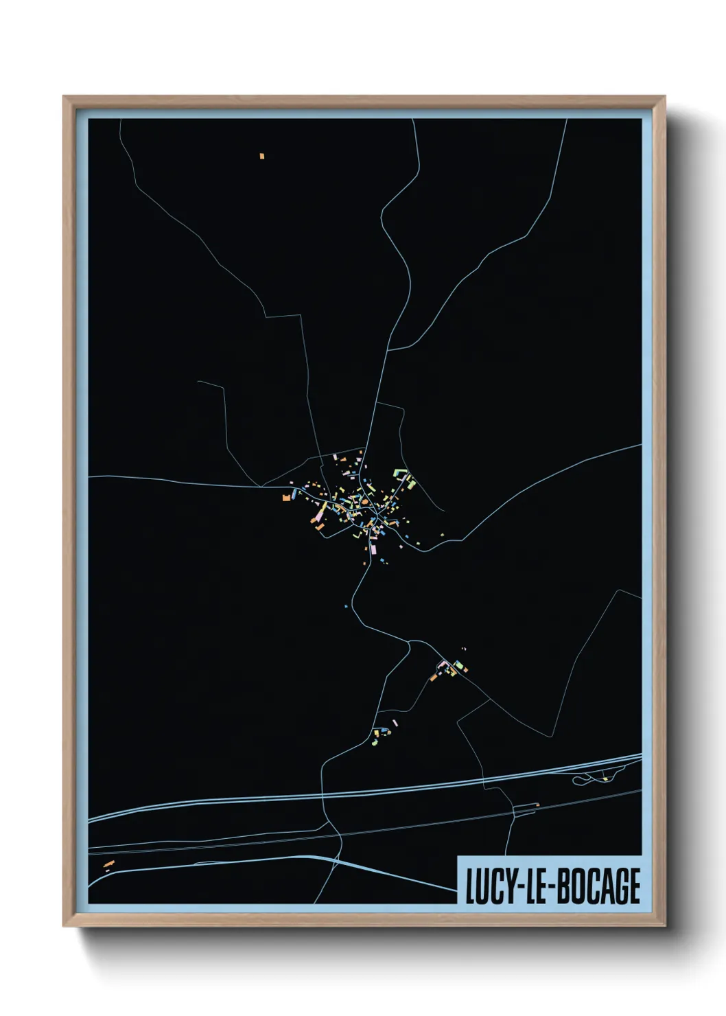 Une affiche de carte sur Lucy-le-Bocage