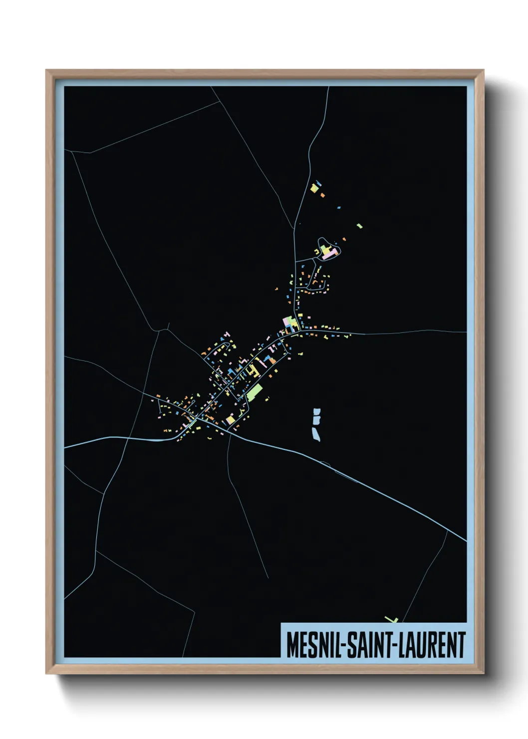 Une affiche de carte sur Mesnil-Saint-Laurent