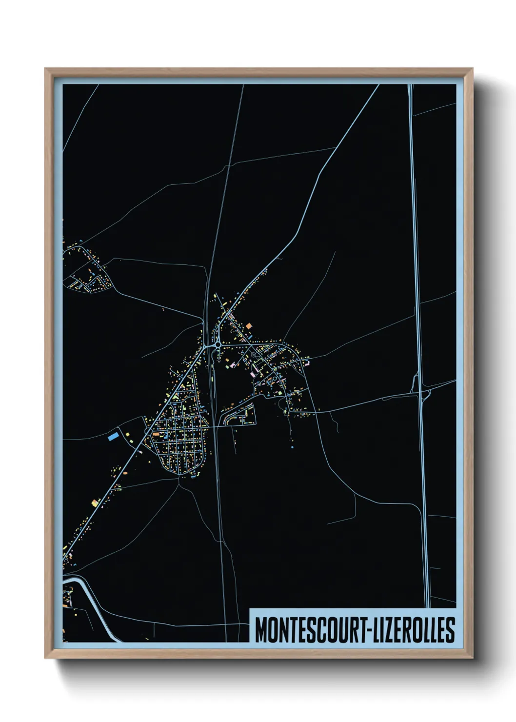 Une affiche de carte sur Montescourt-Lizerolles