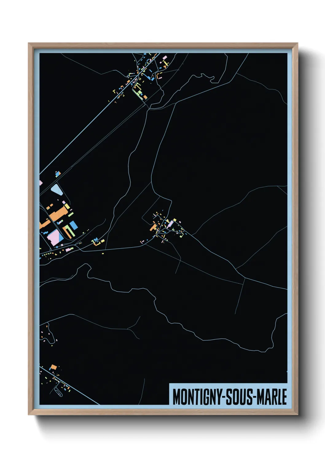 Une affiche de carte sur Montigny-sous-Marle