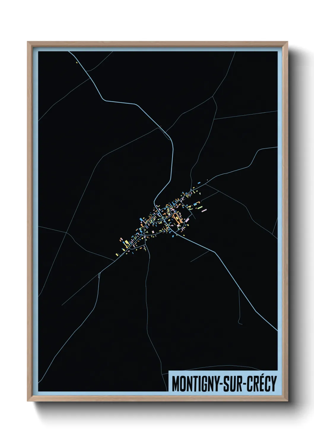 Une affiche de carte sur Montigny-sur-Crécy