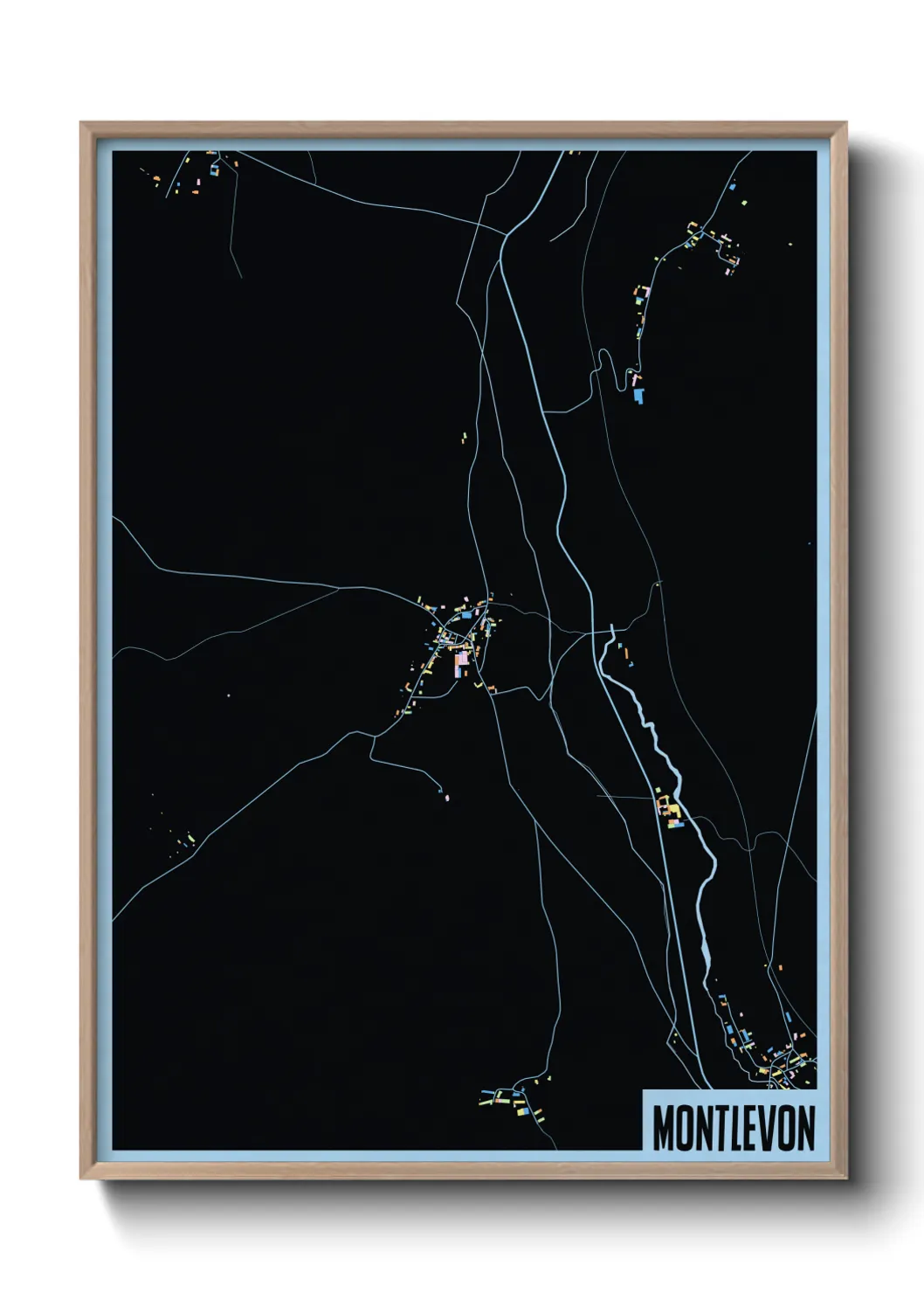 Une affiche de carte sur Montlevon