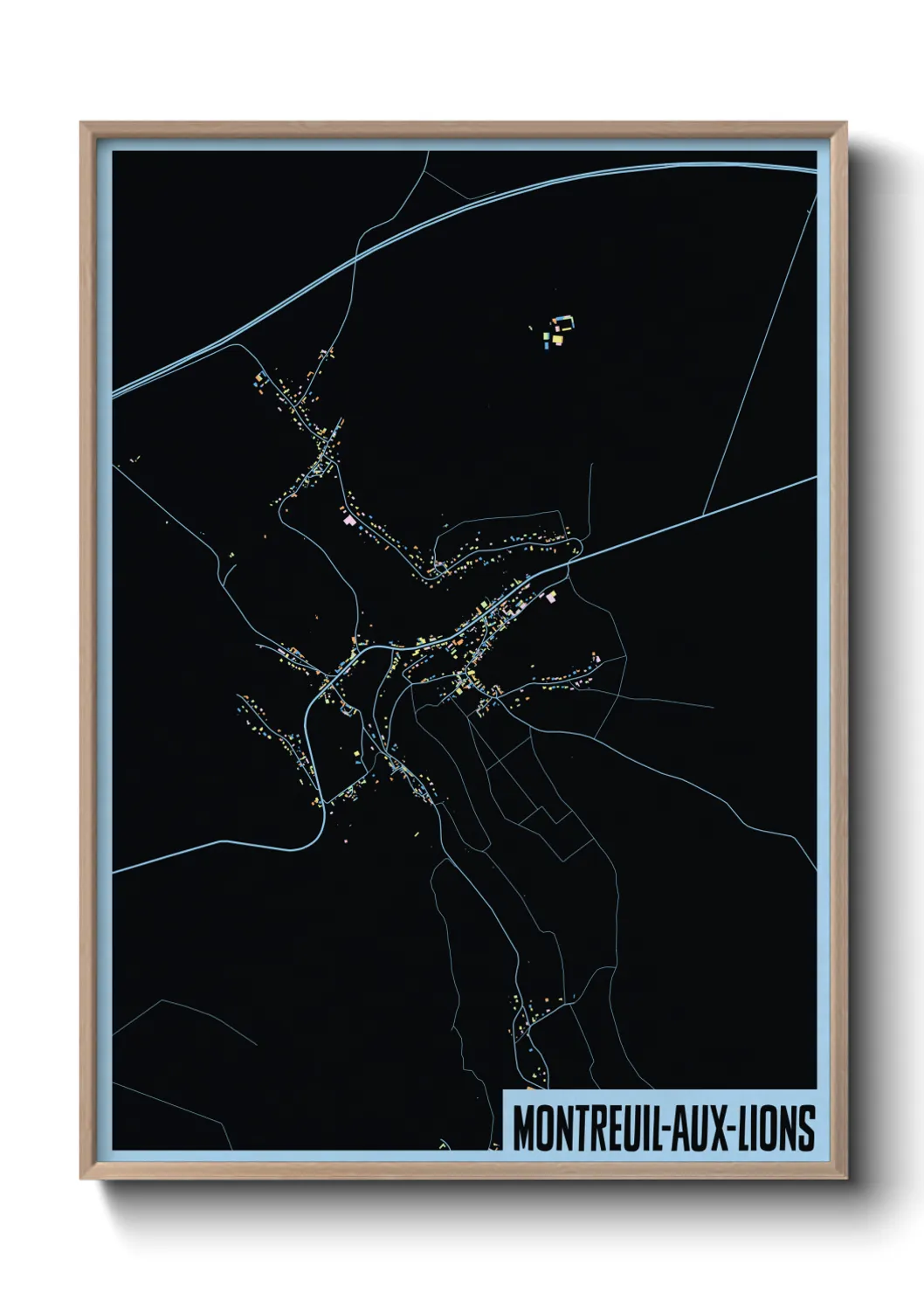 Une affiche de carte sur Montreuil-aux-Lions