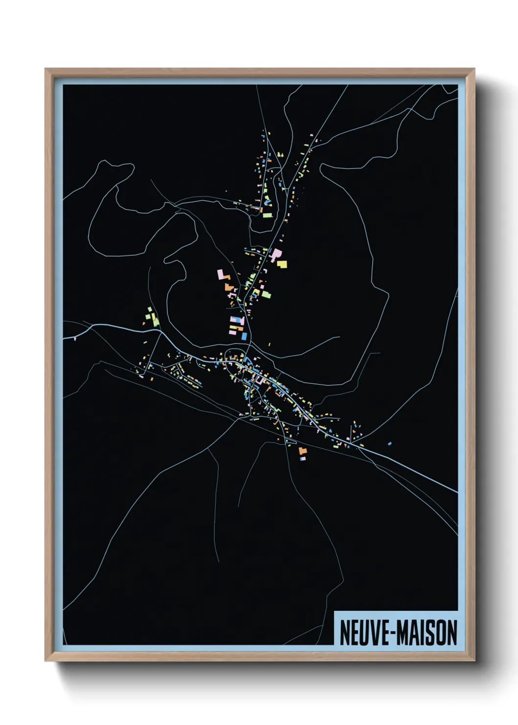 Une affiche de carte sur Neuve-Maison