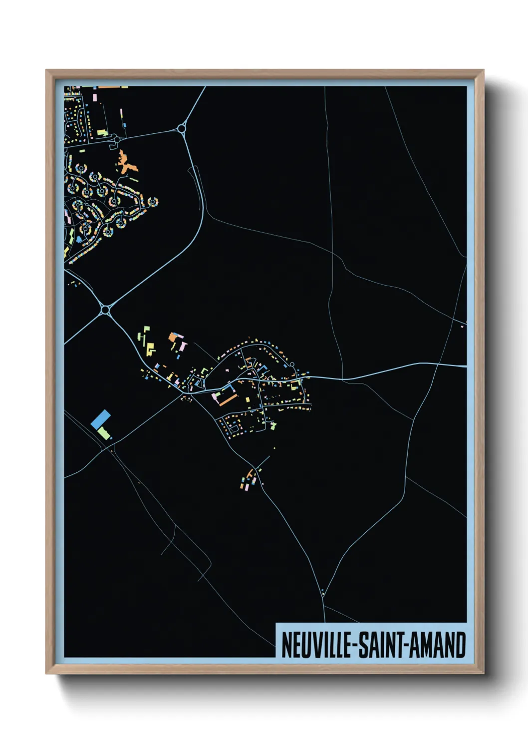 Une affiche de carte sur Neuville-Saint-Amand