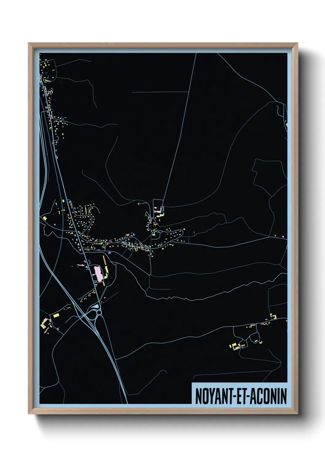 Une affiche de carte sur Noyant-et-Aconin