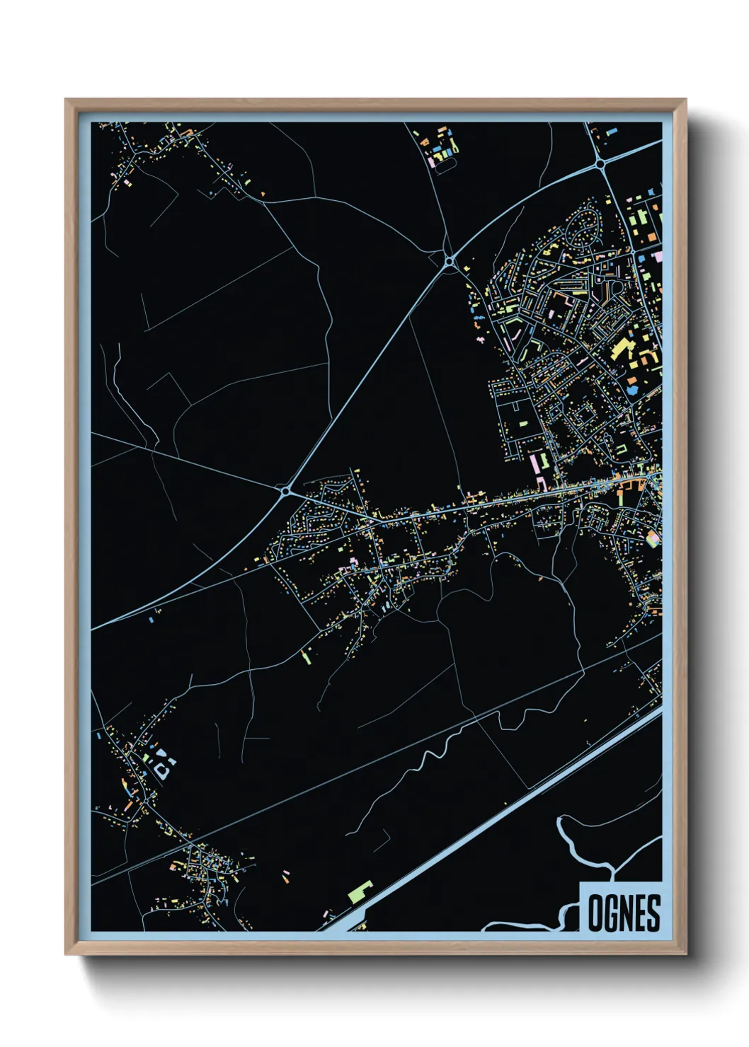 Une affiche de carte sur Ognes