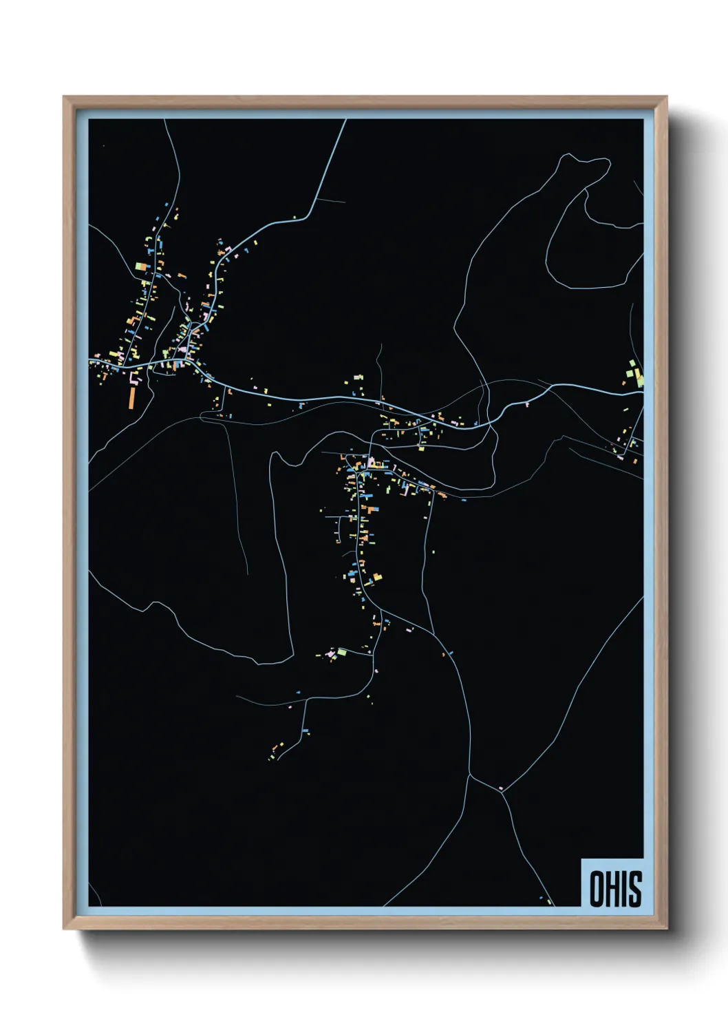 Une affiche de carte sur Ohis