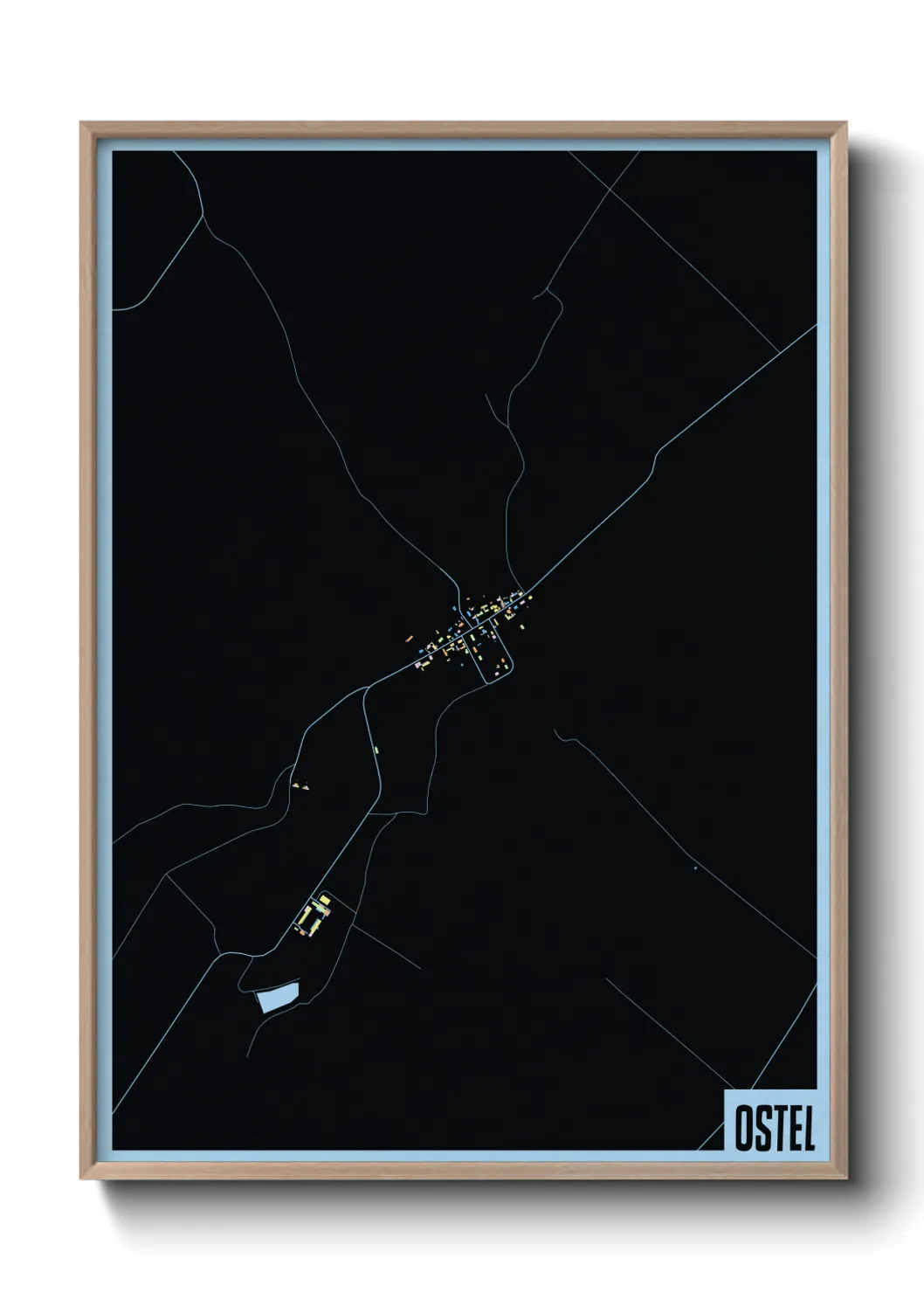 Une affiche de carte sur Ostel